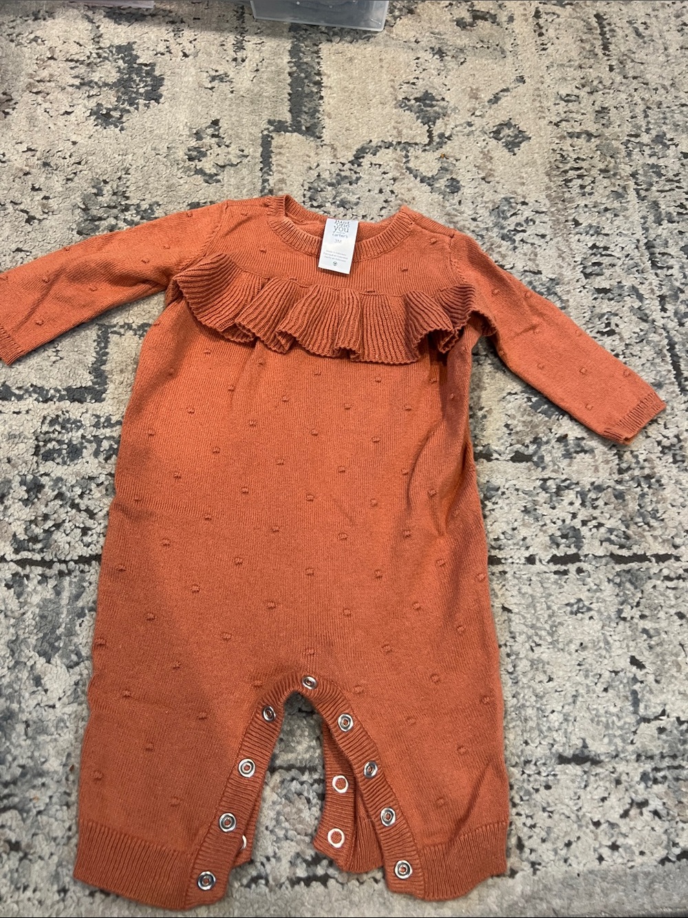 Carter's Rust Orange Ruffle Knit One-Piece Bodysuit